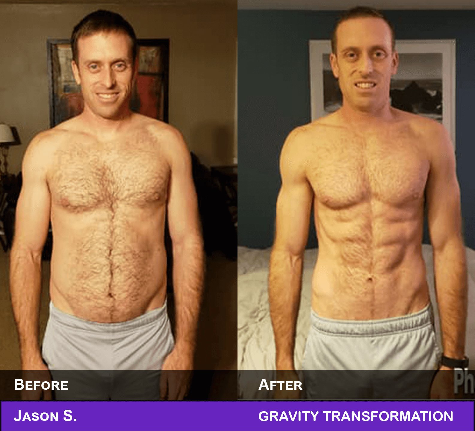 Man before and after muscle transformation
