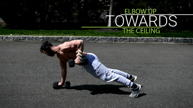 Renegade row-pushup combo step 4